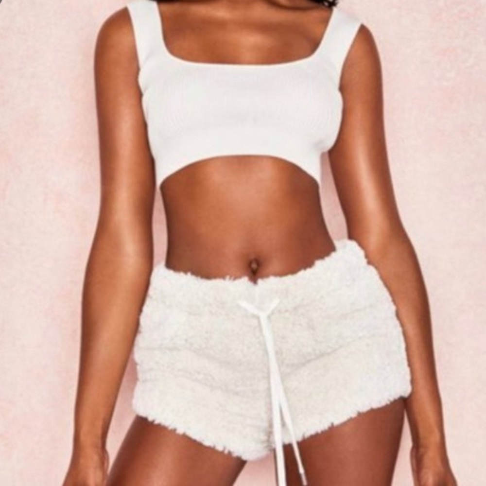 House of CB Bambi Cream Teddy Shorts